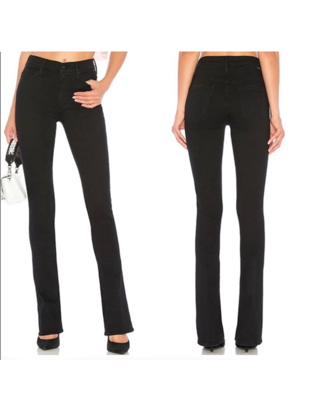 MOTHER Denim The Runaway Flare Black Jeans